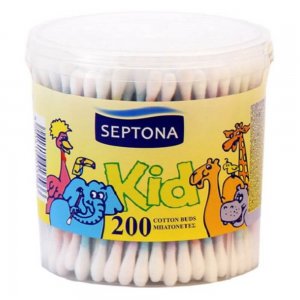 Betisoare Urechi Septona Kids, Bumbac Natural, 200 Buc/Set, Culoare Alba, Betisoare Cosmetice, Betisoare pentru Urechi Copii, Betisoare Igiena Urechi Copii, Betisoare din Bumbac pentru Urechi, Betisoare Curatare Urechi, Articole de Igiena