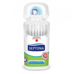 Betisoare Urechi SEPTONA, 50 Buc/Set, Culoare Alba, Betisoare Septona pentru Urechi, Betisoare pentru Urechi, Betisoare Igiena Urechi, Betisoare din Bumbac pentru Urechi, Betisoare Igienice
