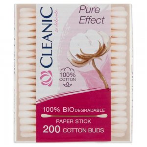 Betisoare de Urechi Bio CLEANIC, Bumbac Bio, 200 Buc/Set, Betisoare Bumbac Bio, Betisoare pentru Urechi Bio, Betisoare Igiena Bio, Betisoare Cosmetice Bio, Betisoare Ureche, Betisoare Bumbac Natural