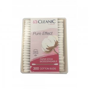 Betisoare de Urechi Bio CLEANIC,  Bumbac Bio, 300 Buc/Set, Betisoare Bumbac Bio, Betisoare pentru Urechi Bio, Betisoare Igiena Bio, Betisoare Cosmetice Bio, Betisoare Ureche, Betisoare Bumbac Natural