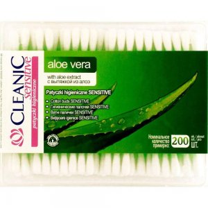 Betisoare de Urechi Sensitive CLEANIC, Bumbac, 200 Buc/Set, Betisoare pentru Urechi, Betisoare Igiena, Betisoare Cosmetice,  Betisoare de Urechi Cleanic Sensitive