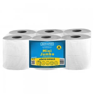 Hartie Igienica Mini Jumbo Amiano, 12Role/Set, 2 Straturi, Culoare Natur, Hartie Igienica WC, Hartie Igienica Horeca, Hartie Igienica Horeca Mini Jumbo, Hartie Igienica Mini, Hartie Igienica Natur, Hartie Igienica Natur Horeca