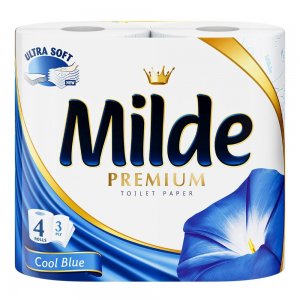 Hartie Igienica MILDE Cool Blue PREMIUM, 3 Straturi, 4 Role/Bax, Hartie 3 Straturi, Hartie Igienica Parfumata, Hartie Igienica 3 Straturi, Hartie MILDE