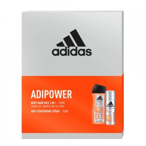 Set 2 Cosmetice Barbati Adidas AdiPower, Antiperspirant Spray 150 ml, Gel de Dus 3 in 1 250 ml, Set Ingrijire Corporala Barbati, Set Igiena Corporala Barbati, Set Adidas For Men, Set Adidas AdiPower, Set Adidas pentru Barbati, Deodorant Adidas AdiPower