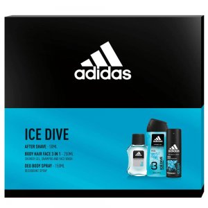 Set 3 Cosmetice Barbati Adidas Ice Dive, After Shave 50 ml, Deodorant Spray 150 ml, Gel de Dus 3 in 1 250 ml, Set Ingrijire Corporala Barbati, Set Igiena Corporala Barbati, Set Adidas For Men, Set Adidas Ice Dive, Set Adidas pentru Barbati
