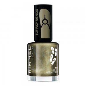 Lac de Unghii Rimmel London Shine Flip Flop 818 Gold Addiction, 8 ml, Auriu, Lacuri Aurii de Unghii, Lac de Unghii Colorat, Lac de Unghii Auriu, Oja de Unghii pentru Manechiura, Produse pentru Ingrijirea Unghiilor, Lacuri Rimmel London pentru Manechiura
