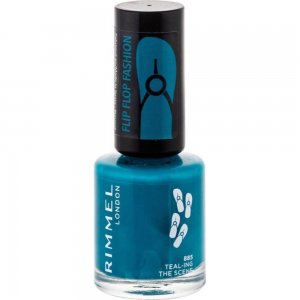 Lac de Unghii Rimmel London Shine Flip Flop 885 Teal-Ing The Scene, 8 ml, Albastru, Lac de Unghii Colorat, Lac de Unghii Albastru, Oja de Unghii Manechiura, Produse Ingrijirea Unghiilor, Lacuri Rimmel London pentru Manechiura si Pedichiura