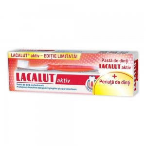 Pachet Pasta Dinti Lacalut Aktiv 75 ml si Periuta de Dinti, Aroma de Menta, Pasta de Dinti cu Menta, Articole Igiena Dentara, Pasta de Dinti pentru Albire, Igiena Orala, Ingrijire si Igiena Orala, Pasta si Periuta, Periuta de Dinti