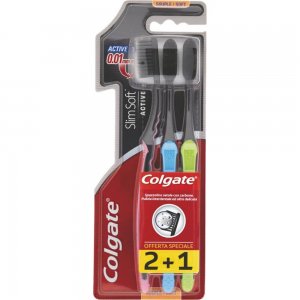 Set 3 Periute Dinti Colgate Slim Soft Charcoal, Periute Albire Dinti COLGATE, Periute de Dinti Colgate pentru Adulti, Periute de Dinti Manuale, Perii de Dinti, Articole de Igiena Orala, Ingrijire Orala, Sanatate Orala, Ingrijire si Protectie Dentara