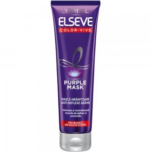 Masca Anti Reflexe Aramii pentru Par Blond/Gri L'OREAL Paris Elseve Color Vive, 150 ml, Masca pentru Par Vopsit, Masca Par Blond, Masca Impotriva Reflexiilor Galbene, Masca pentru Par Gri, Masca Violet pentru Par Blond