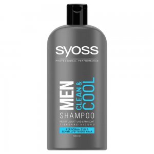Sampon SYOSS Men Clean & Cool, 500 ml, pentru Par Gras si Normal, Extract de Menta, Sampon cu Menta, Sampon pentru Barbati, Produse de Ingrijire a Parului, Produse Hairstyling, Sampon Antimatreata, Sampon Par Gras