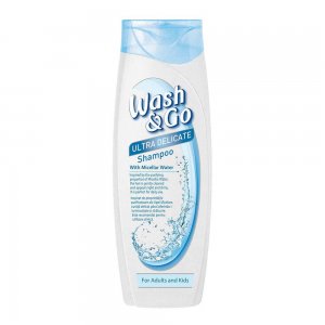Sampon WASH&GO Ultra Delicate, 400 ml, Pentru Adulti si Copii, cu Apa Micelara, Sampon pentru Copii cu Apa Micelara, Sampon Stralucire, Sampon Ingrijire Par, Sampon Spalare Par, Sampon Fortifiere, Sampoane pentru Par, Sampon Par Slab