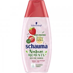Sampon SCHAUMA Nature Moments, 250 ml, Pentru Par Foarte Deteriorat, Cu Extract de Capsuni Banane si Seminte de Chia, Sampon Vegan, Sampon Spalare Par, Sampon Fortifiere, Sampoane pentru Par, Sampon Ingrijire Scalp, Sampon Curatare Par