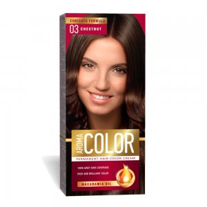 Vopsea Permanenta de Par Aroma Color 03, Castaniu, 90 ml, Vopsea Par, Vopsea Castanie, Vopsea Permanenta Castanie, Vopsea Par Castanie, Vopsea de Par Permanenta, Vopsea Par Castaniu