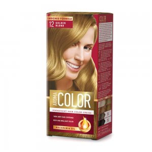 Vopsea Permanenta de Par Aroma Color 12, Blond Auriu, 90 ml, Vopsea Par, Vopsea Blond Auriu, Vopsea Permanenta Blond Auriu, Vopsea Par Blonda, Vopsea de Par Permanenta, Vopsea Permanenta Par Blond Auriu