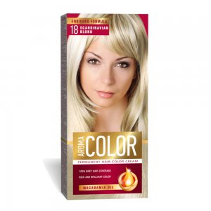 Vopsea Permanenta de Par Aroma Color 18 Blond Scandinav, 90 ml, Vopsea Par, Vopsea Blond Scandinav, Vopsea Permanenta Blond Scandinav, Vopsea Par Blond Scandinav, Vopsea de Par Permanenta, Vopsea Permanenta Par Blond Scandinav