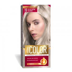 Vopsea Permanenta de Par Aroma Color 19 Blond Platinum, 90 ml, Vopsea Par, Vopsea Blond Platinum, Vopsea Permanenta Blond Platinum, Vopsea Par Blond Platinum, Vopsea de Par Permanenta, Vopsea Permanenta Par Blond Platinum