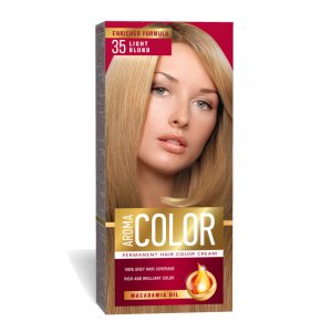 Vopsea Permanenta de Par Aroma Color 35, Blond Deschis, 90 ml, Vopsea Par, Vopsea Blond Deschis, Vopsea Permanenta Blond Deschis, Vopsea Par Blond Deschis, Vopsea de Par Permanenta, Vopsea Permanenta Par Blond Deschis