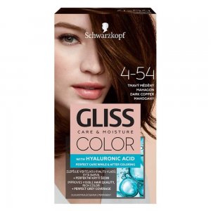 Vopsea Par Permanenta GLISS Color, 4-54, Mahon Inchis Roscat, 143 ml, Vopsea de Par Permanenta cu Acid Hyaluronic, Vopsea de Par Inchisa Roscata Mahon, Vopsea de Par Gliss Schwarzkopf, Vopsea de Par 4.54, Vopsele de Par Gliss