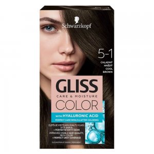 Vopsea Par Permanenta GLISS Color, 5-1, Saten Rece, 143 ml, Vopsea de Par Permanenta cu Acid Hyaluronic, Vopsea de Par Satena Rece, Vopsea de Par Gliss Schwarzkopf, Vopsea de Par 5.1, Vopsele de Par Gliss, Vopsele Permanente de Par