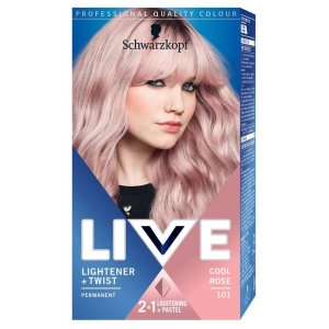 Vopsea Par Permanenta 101 LIVE, Blond Cool Rose, 142.5 ml, Lightener & Twist, Crema Coloranta de Par, Vopsea de Par cu Decolorant, Vopsea de Par 2 in 1 Decolorare si Culoare Pastel, Vopsea de Par Permanenta Roz, Vopsele de Par cu Decoloranti
