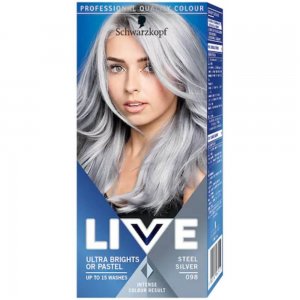 Vopsea Par Semipermanenta LIVE Ultra Brights or Pastel, 098 Steel Silver, 80 ml, Vopsea de Par 2 in 1 Culori Intense sau Pastel, Vopsea de Par Semipermanenta Argintie, Vopsele de Par Argintii, Vopsea Par Argintiu Pastel, Vopsea Semipermanenta Silver