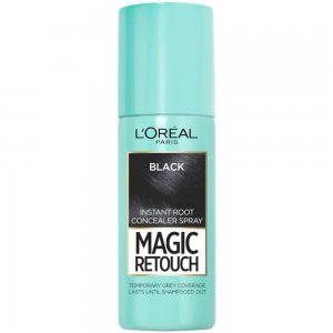 Spray Instant de Par L'Oreal Paris Magic Retouch 1 Black, 75 ml, Spray pentru Mascarea Radacinilor Crescute, Spray Camuflare Radacini, Spray Acoperire Radacini Crescute, L'OREAL Paris Magic Retouch pentru Retusarea Radacinilor