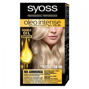 Vopsea de Par Permanenta, Fara Amoniac, SYOSS Oleo Intense, 10-50 Nuanta Blond Cenusiu, 115 ml, Vopsea Permanenta, Vopsea Fara Amoniac, Vopsea SYOSS, Vopsea de Par Profesionala