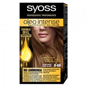 Vopsea de Par Permanenta, Fara Amoniac, SYOSS Oleo Intense, 8-60 Nuanta Blond Miere, 115 ml, Vopsea Permanenta, Vopsea SYOSS, Vopsea de Par Profesionala