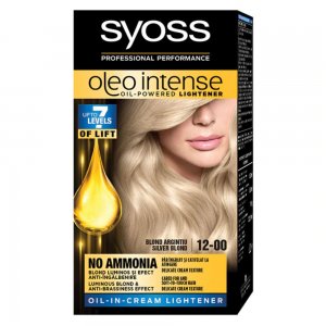 Vopsea de Par Permanenta, Fara Amoniac, SYOSS Oleo Intense, 12-00 Nuanta Blond Argintiu, 115 ml, Vopsea Permanenta, Vopsea Fara Amoniac, Vopsea SYOSS, Vopsea de Par Profesionala