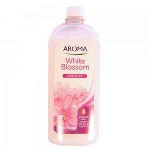 Rezerva Sapun Lichid AROMA White Blossom, 900 ml, Rezerva Sapun, Rezerva Sapun Lichid, Rezerva Sapun AROMA, Rezerve de Sapunuri Lichide, Rezerve Sapun pentru Recipiente cu Pompita, Rezerva Sapun pentru Maini