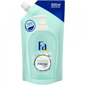 Rezerva Sapun Lichid FA, 500 ml, Antibacterian, Nuca de Cocos, Fa Hygiene & Fresh Coconut, Sapun Lichid pentru Maini, Sapun Lichid cu Efect Antibacterian, Sapun Lichid pentru Spalarea Mainilor, Sapunuri Lichide pentru Maini