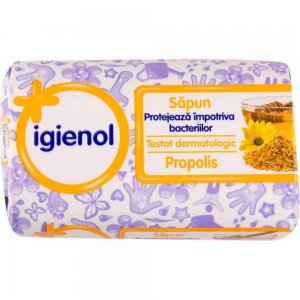 Sapun Antibacterian Propolis Igienol, 90 g, Igienol Sapun Antibacterian cu Propolis, Igienol Sapunuri Solide Antibacteriene, Sapun Dezinfectant pentru Maini, Sapun Antibacterian Hidratant pentru Maini, Sapun Solid Antibacterian Igienol