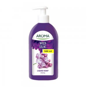 Sapun Lichid AROMA Wild Liliac, 500 ml, cu Pompita, Sapun Lichid pentru Maini cu Pompita, Sapunuri Lichide cu Pompita, Sapun Lichid cu Pompita, Sapun Lichid pentru Maini Uscate, Sapun Lichid AROMA, Sapun Crema Lichid 500 ml