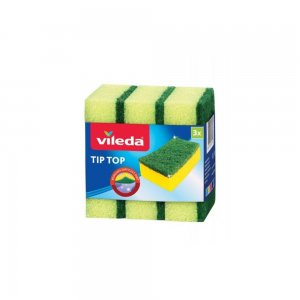 Set 3 Bureti de Vase Vileda Tip Top, cu Fibra Abraziva, Burete de Vase, Set Bureti de Vase Galbeni cu Verde, 3 Bureti de Vase, Burete pentru Vesela, Burete Curatat Vase, Burete Spalat Vase, Burete pentru Vase, Bureti Vesela, Bureti Curatare Vase