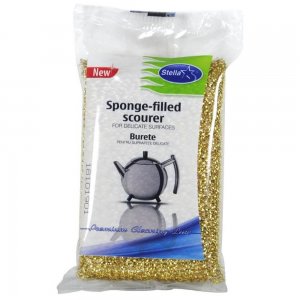 Burete pentru Suprafete Delicate STELLA, Auriu, Bureti din Inox Spiralati, Bureti de Vase din Inox, Bureti Metalici, Burete pentru Curatenie, Bureti pentru Casa, Spalator din Inox, Spalator Metalic