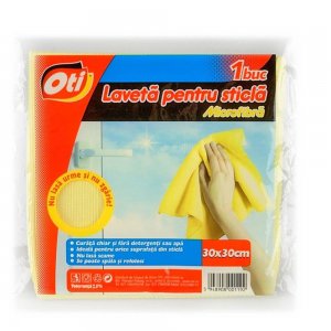 Laveta pentru Sticla OTI, 30x30 cm, Culoare Galbena, Lavete pentru Sticla, Laveta pentru Oglinzi, Lavete din Microfibra pentru Sticla, Laveta Uscata din Microfibra, Lavete pentru Geamuri, Laveta Uscata, Lavete Uscate pentru Suprafete Delicate