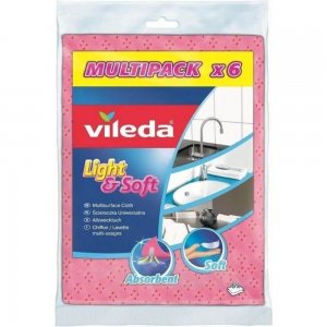 Set 6 Lavete Perforate Vileda Light and Soft, 34x45cm, Vascoza Roz,  Lavete Universale, Set Lavete Perforate,  Lavete Perforate Universale pentru Menaj, Lavete pentru Curatenie, Lavete Menaj, Lavete pentru Bucatarie, Lavete pentru Vase