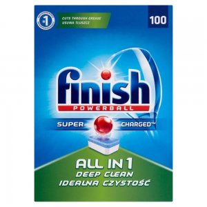 Detergent FINISH All in 1 Powerball pentru Masina de Spalat Vase, 100 Tablete/Bax, Detergent Masina de Spalat Vase, Detergenti pentru Masinile de Vase, Detergent Capsule pentru Masina de Vase, Capsule pentru Masina de Spalat Vase