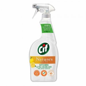 Spray Solutie pentru Bucatarie CIF Nature's Recipe, Cantitate 750 ml,  Parfum de Lamaie,  Solutie Degresanta pentru Bucatarie, Detergent Spray Degresant,Solutie Curatat  cu Pulverizator, Spray Curatare pentru Bucatarie,  Solutii si Produse de Curatenie