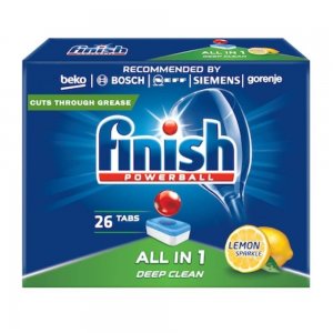 Detergent pentru Masina de Vase FINISH, All in One Deep Clean Lemon, 26 Tablete, Detergenti pentru Masinile de Vase, Detergent Capsule pentru Masina de Vase, Detergent pentru Masina de Curatat Vasele, Detergent Vase Finish