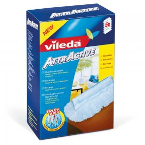Set 5 Rezerve Pamatuf Vileda Attractive, 70x125x200 mm, Rezerve Pamatuf pentru Praf, Rezerva Pamatuf de Sters Mobila, Pamatuf Adunat Praf si Alergeni, Vileda Attractive Rezerve Pamatufuri Mobila