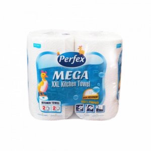 Prosop Hartie PERFEX Mega XXL, 2 Straturi, 2 Buc/Set, 85 Foi/Rola, Celuloza Pura, Rola Servetele Hartie, Prosoape Hartie si Servetele, Prosoape Unica Folosinta