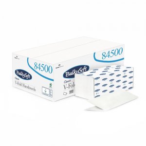 Prosoape de Hartie Pliate in V BulkySoft Premium, 200 Foi, 2 Straturi, Albe, 24x21 cm, Prosoape Pliate de Hartie, Prosoape Hartie, Pachet Prosoape de Hartie, Servetele de Hartie, Servetele Hartie, Servetele Pliate, Servetele Impaturite