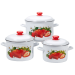 Set 3 Oale Inalte Email de Bucatarie, Capacitate 2/3/4.5 L, Alb, Model cu Capsuni, Oale Email, Oale Emailate, Oale de Bucatarie, Oale Email de Bucatarie, Oale Email cu Model, Oale Email de Bucatarie cu Model, Oale Email Albe, Set Oale Email   183,61 lei 