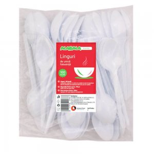 Linguri din Plastic de Unica Folosinta, 100 Buc/Set, 16.3 cm, Culoare Alba, Tacamuri de Unica Folosinta, Linguri Albe din Plastic, Linguri de Unica Folosinta, Linguri din Plastic pentru Catering, Linguri din Plastic Unica Folosinta