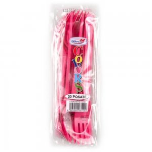 Furculite Plastic OTI Dopla, 20 Buc/Set,16.5 cm, Fuchsia, Furculite Fuchsia de Plastic, Tacamuri de Unica Folosinta, Furculite de Unica Folosinta, Furculite din Plastic pentru Catering, Furculite din Plastic Unica Folosinta