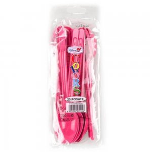 Linguri din Plastic OTI Dopla, 20 Buc/Set, 16.3 cm, Fuchsia, Linguri Fuchsia din Plastic, Set Linguri din Plastic, Tacamuri de Unica Folosinta, Linguri Fuchsia din Plastic, Linguri de Unica Folosinta, Linguri din Plastic pentru Catering