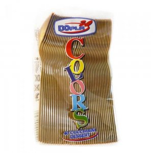 Lingurite Plastic Unica Folosinta, 40 Buc/Set, 13.8 cm, Culoare Aurie, Tacamuri de Unica Folosinta, Lingurite Albe din Plastic, Lingurite de Unica Folosinta, Lingurite din Plastic pentru Catering, Lingurite din Plastic Unica Folosinta