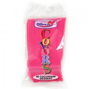 Lingurite Plastic OTI Dopla, 40 Buc/Set, 12 cm, Fuchsia, Lingurite Fuchsia de Plastic, Lingurite pentru Desert, Lingurite din Plastic pentru Prajituri, Set de Lingurite de Unica Folosinta, Set de Lingurite Plastic, Tacamuri de Unica Folosinta